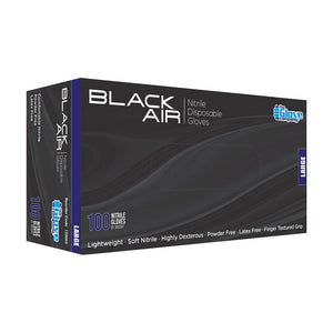 Black Air Nitrile Disposable Black Gloves 100 Pack - Large