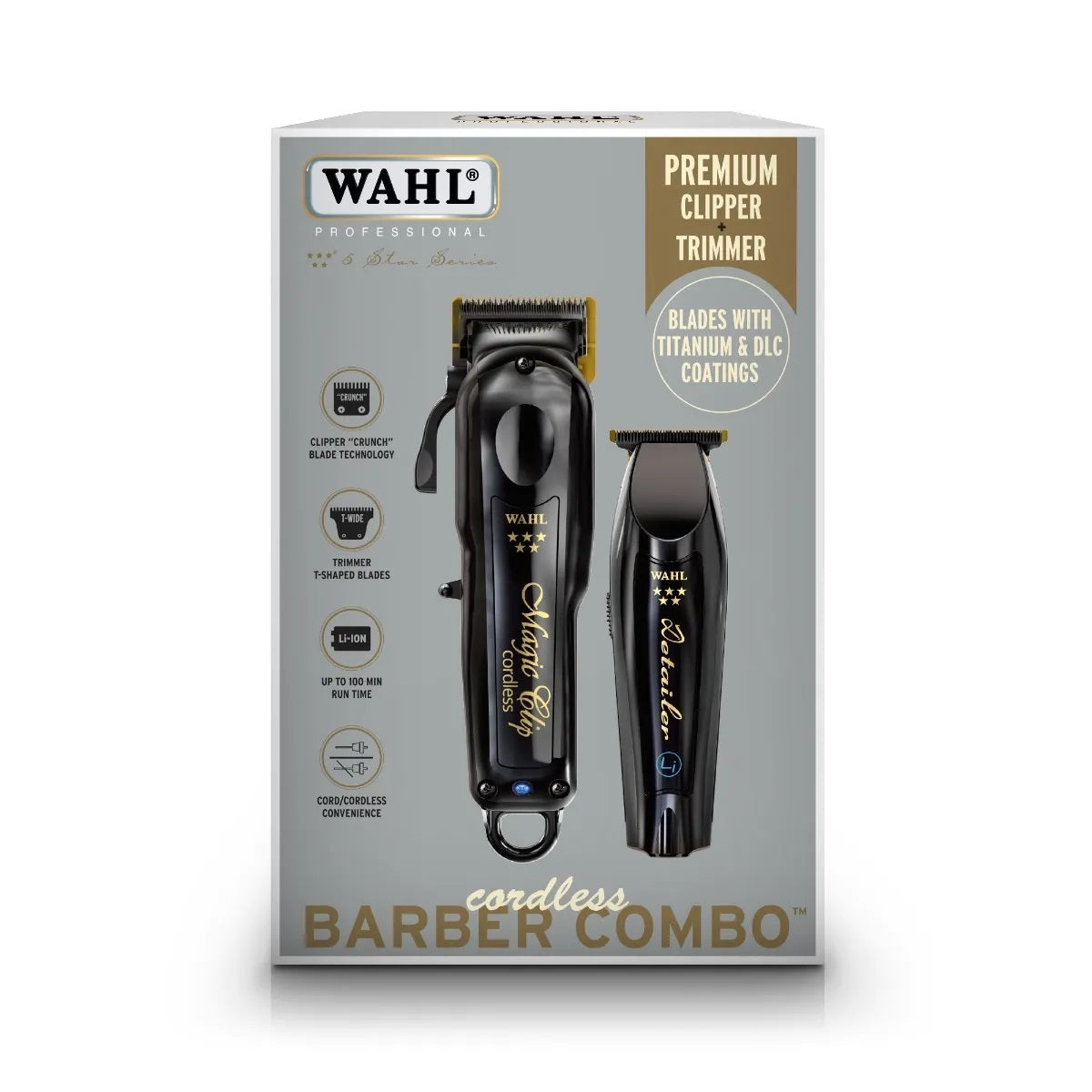 Wahl Professional Limited Black Cordless Barber Combo - Magic Clip Clipper &amp; Detailer Li Trimmer