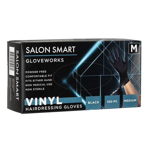 Salon Smart Black Vinyl Gloves 100pc - Medium