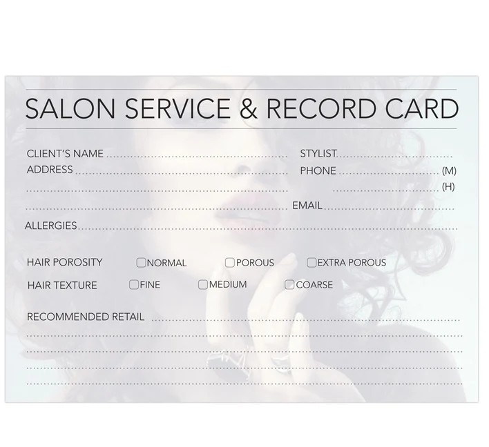 Dateline Salon Service Record Cards