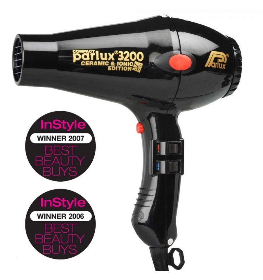 Parlux 3200 Compact Ionic and Ceramic Hair Dryer 1900W Black