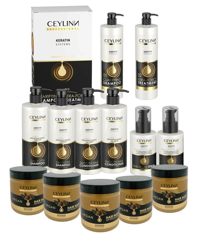 Ceylinn Keratin Straightening Treatment Kit 1l No 2 (includes Shampoo, Conditioner, Serum And Mask)