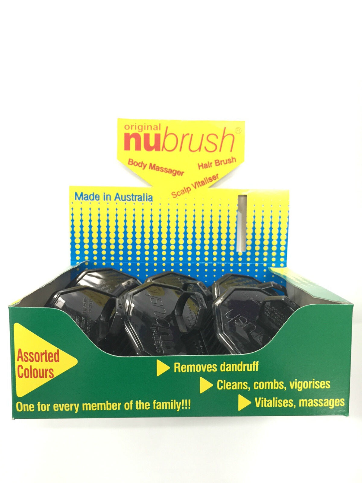 Nu Brush Black Colour Scalp Brush 12pk