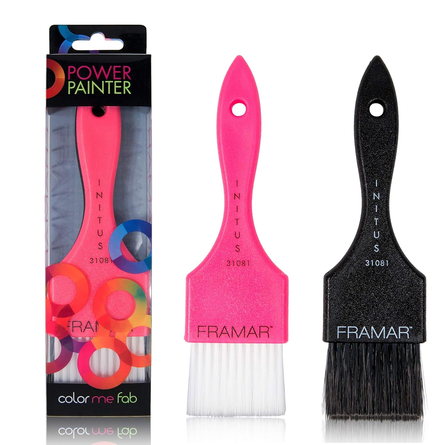 Framar Power Painter Colour Brush Set Black And Pink 2pk