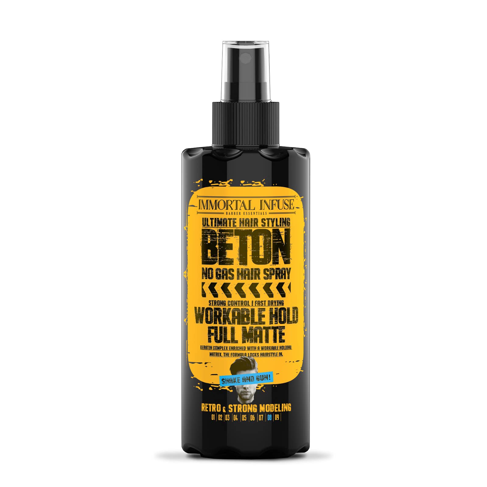 Immortal Beton Non Aerosol Finishing Hair Spray - Mega Strong - Ultra Shine 200ml