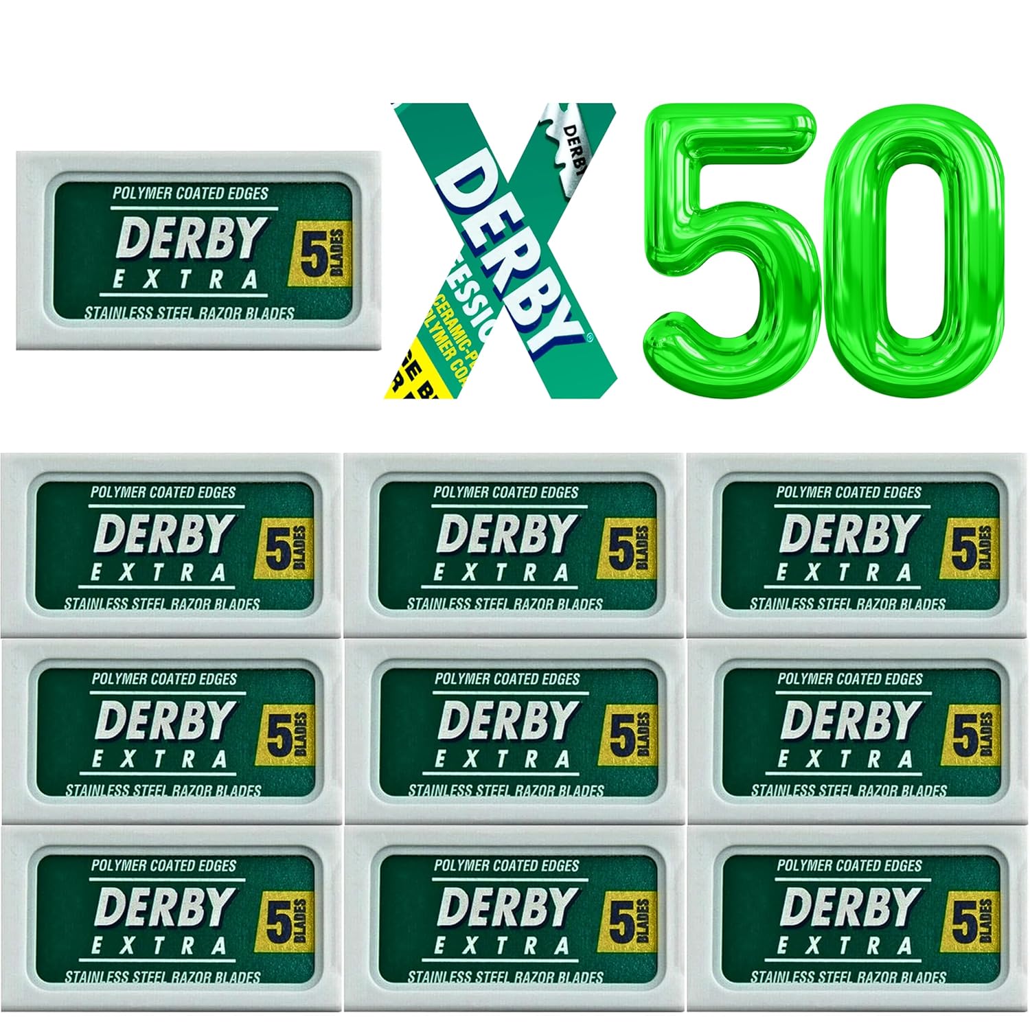50x Derby Platinum Double Edge Blades Tower 20 Pack Of 5 Blades (5000 Blades)