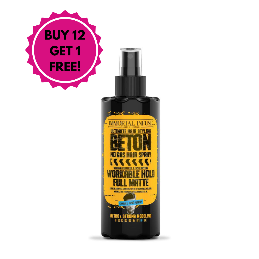 12 + 1 Deal: Immortal Beton Non Aerosol Finishing Hair Spray - Workable Hold - Full Matte 200ml