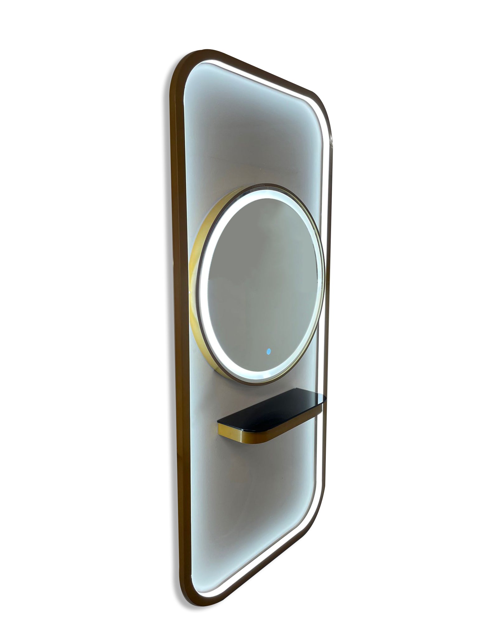 Karma Bunbury Workstation Round Led Salon Mirror Gold 06070003
