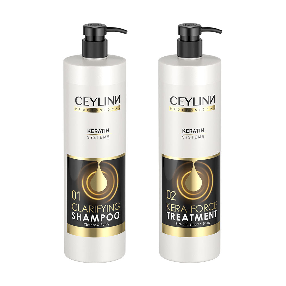 Ceylinn Keratin Straightening Treatment Hair Smoothing Kit 1l (includes Clarifying Shampoo And Treatment)