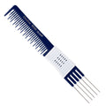 Dateline Professional Blue Celcon Teasing Comb with Rubber Grip &amp; 5 Tails 8Inch 105R Stainless Steel