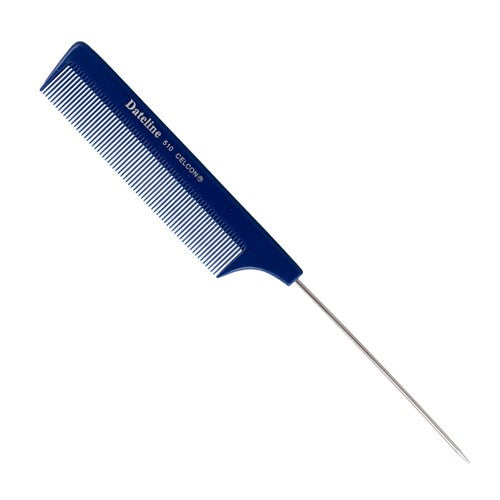 Dateline Professional Blue Celcon Tail Comb 8Inch 510 Stainless Steel Pin