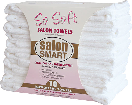 Salon Smart Microfibre So Soft Salon Towels 40cm X 73cm 10pc White