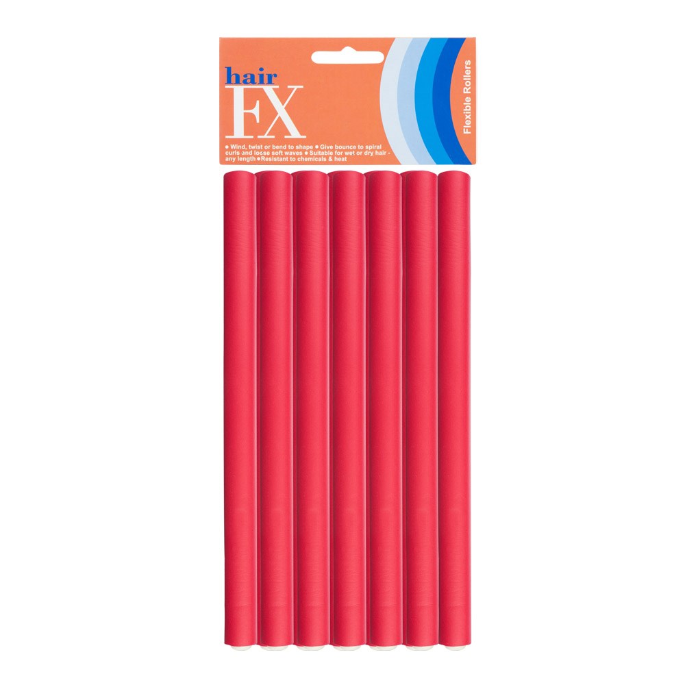 Hair Fx Medium Flexible Rollers 12pc 12mm X 18cm Red
