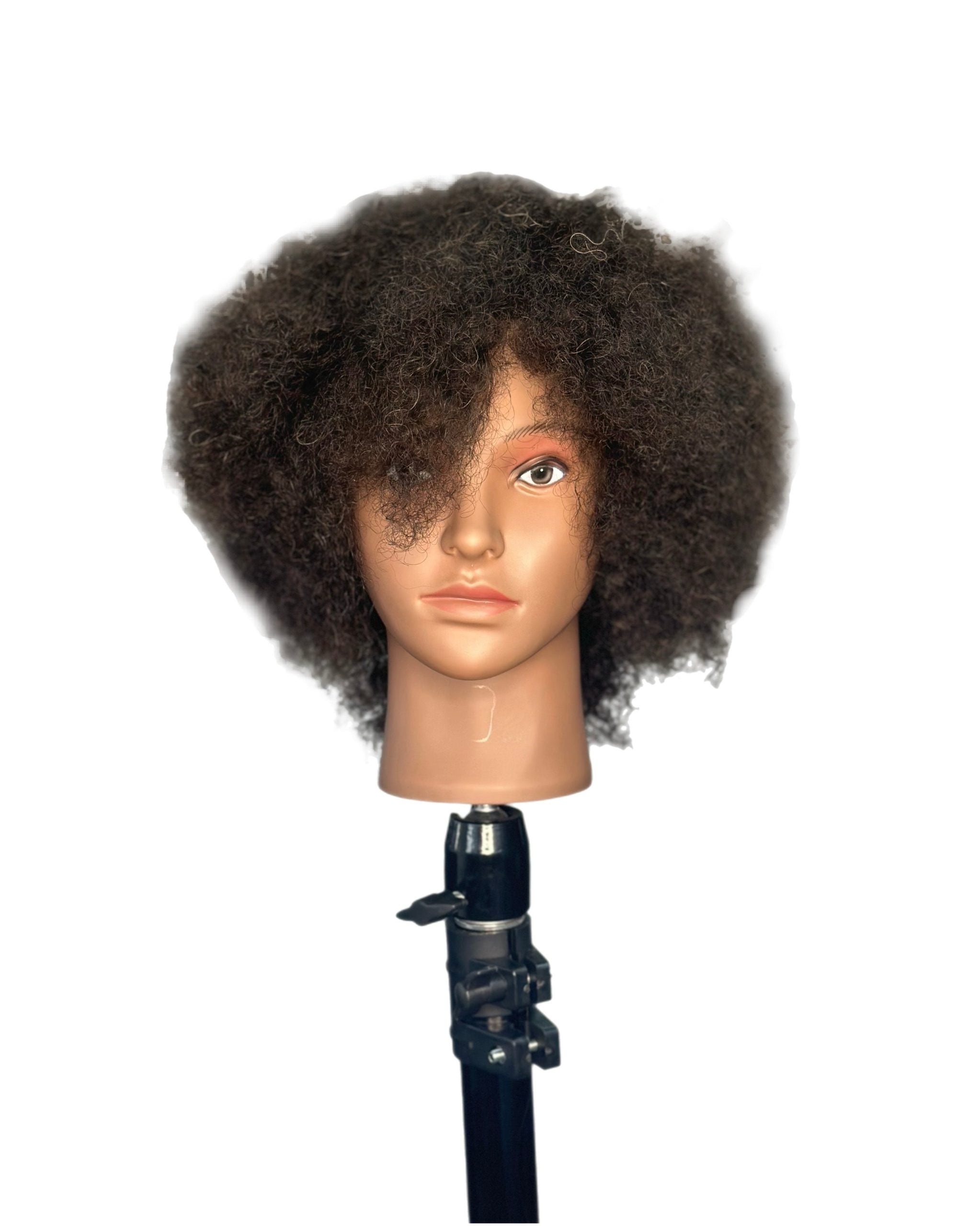 Deyaz Professional Mannequin 8 Inch 100PER Human Hair Curly Dark Brown Rowa