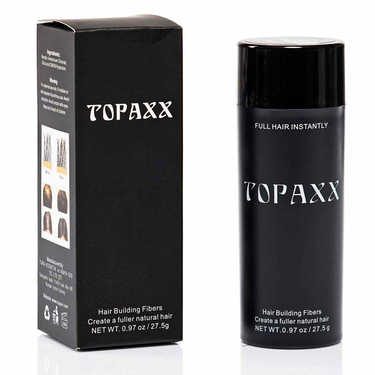 Topaxx Hair Building Keratin Fibers Powder 27.5g - Grey