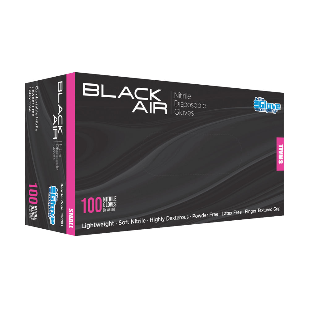Black Air Nitrile Disposable Black Gloves 100pk - Small