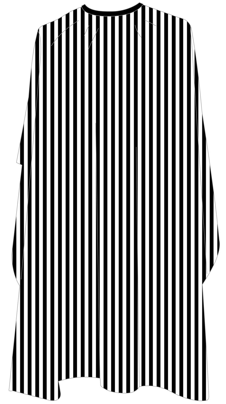 Deyaz Premium Salon Cape with Thick White and Thin Black Stripes