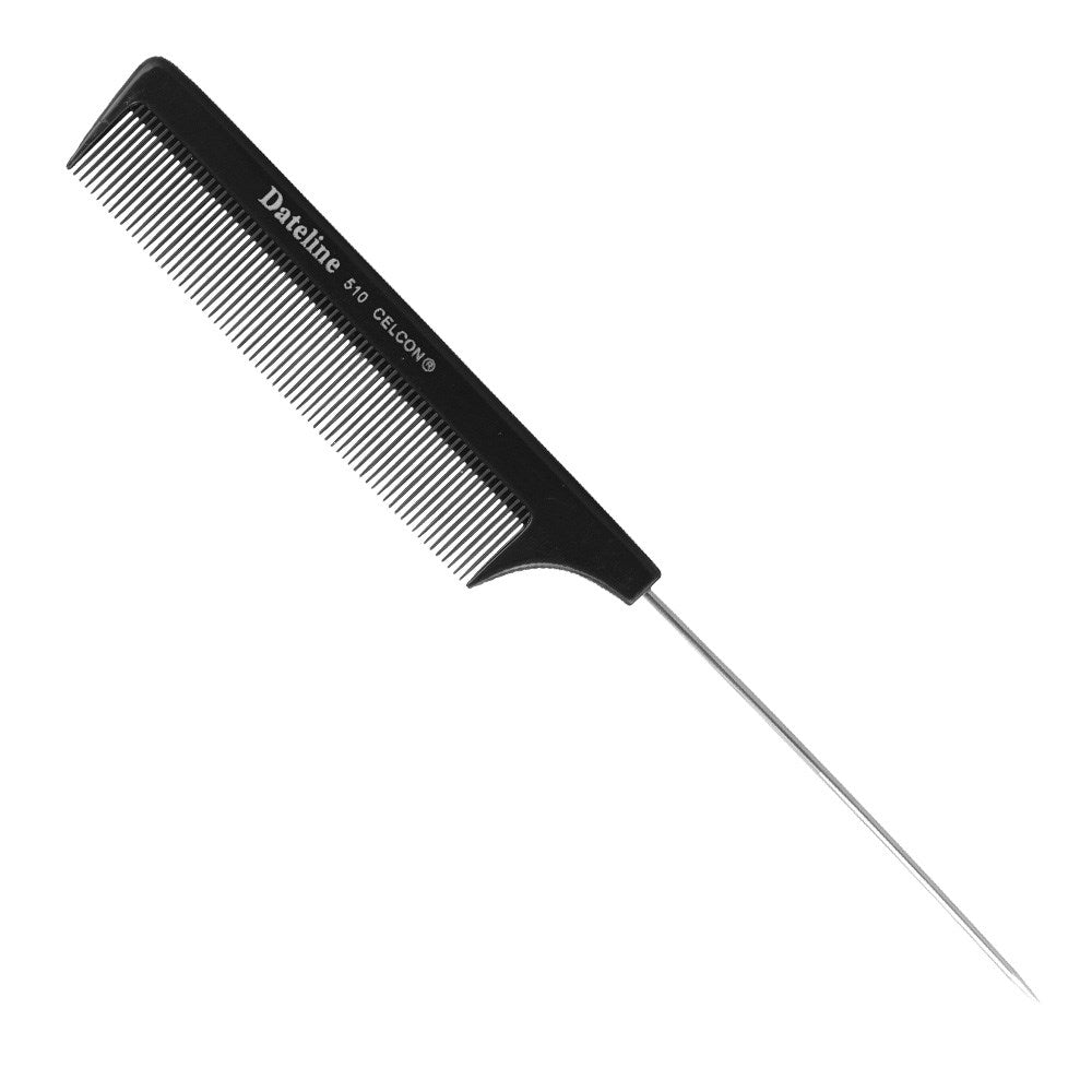 Dateline Professional Black Celcon Tail Comb 510 Stainless Steel Pins