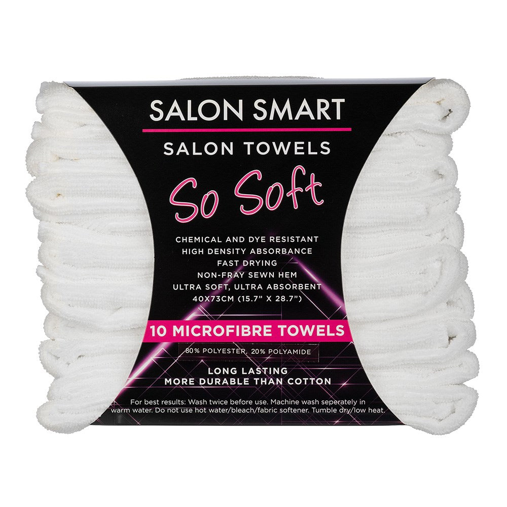 Salon Smart Microfibre So Soft Salon Towels 40cm X 73cm 10pc White