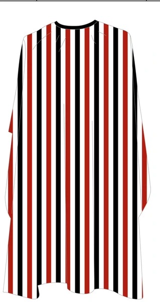 Deyaz Replicape Premium Fashion Salon Cape Black With Red Center Stripe