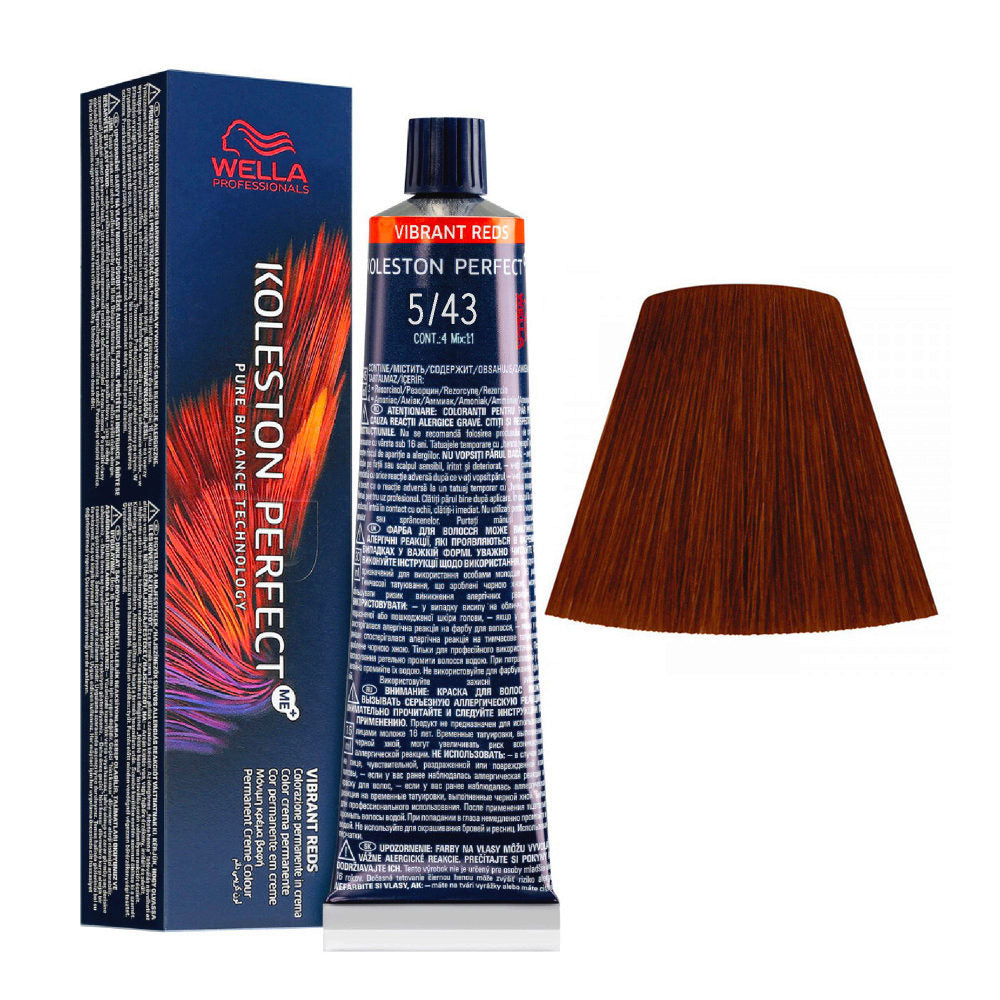 Wella Koleston Perfect Me+ Permanent Colour 60g - 5/43 Vibrant Reds Light Brown Red Gold